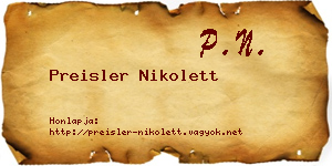Preisler Nikolett névjegykártya